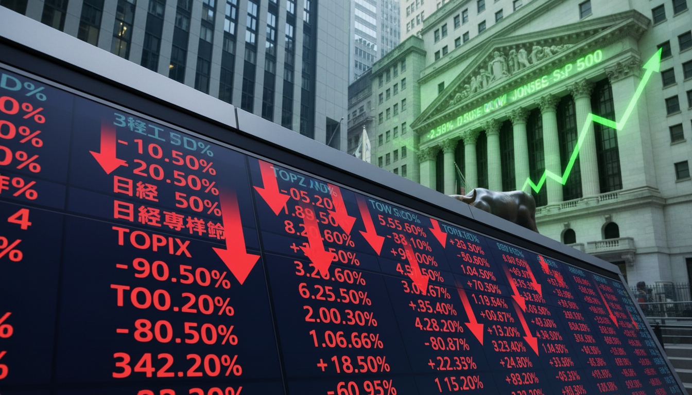 日経平均2,892円安──2週間で6,000円超消失、米国反発でも止まらない売り